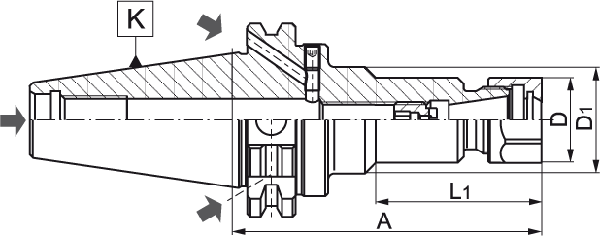 Mandrin à pinces série longue - cut - schema