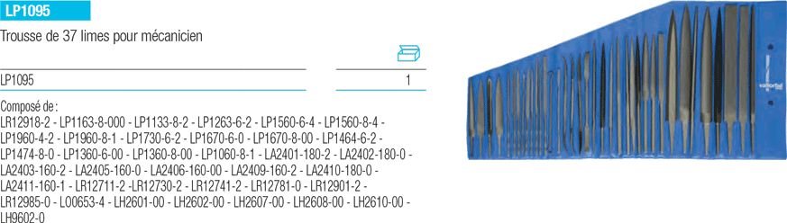 TROUSSE de 37 limes  LP1095 - cut - schema