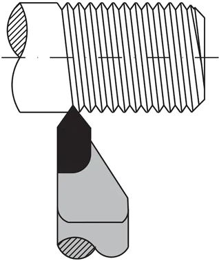 Porteoutil pour filetage externe 60°  K10/K20  haute dureté - cut - schema