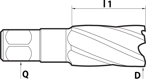 Fraise à carotter Carbure - emmanchement: WelNit 19 mm - cut - schema