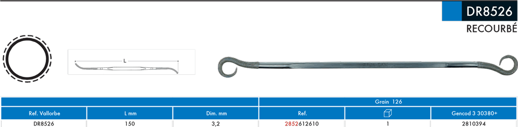 Rifloirs diamantées Recourbé DR8526 - cut - schema