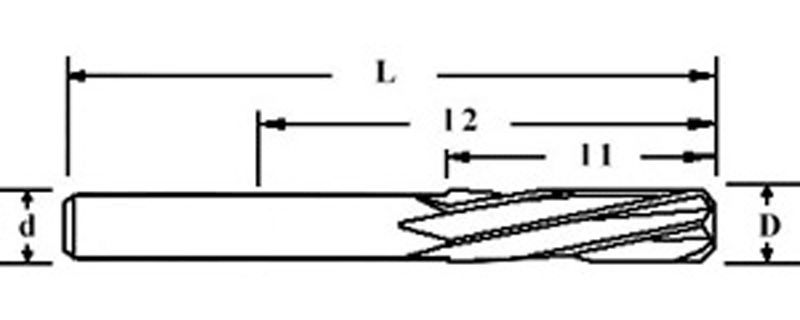 Micro Alésoir carbure monobloc +0/+0.003 / à partir du Ø 0,6 - cut - schema