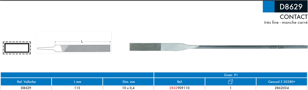 Outils diamantés Contact D8629 - cut - schema