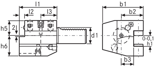 Porte-outils VDI axial, forme C1 côté droit - cut - schema