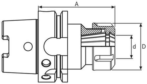 Mandrin à Pince de serrage ORION HSK63 DIN 69893-A - cut - schema