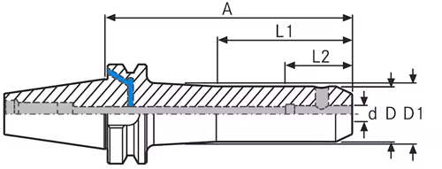 Mandrins porte fraise à méplat Weldon-BT 40 - cut - schema