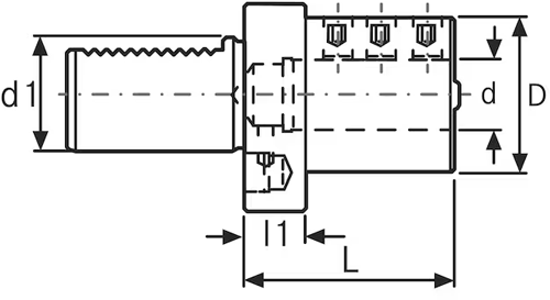 Porte-outils VDI support de tige rainurée, forme E2 - cut - schema