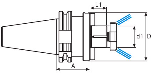 Mandrin Porte fraise à emboitement combiné - cut - schema