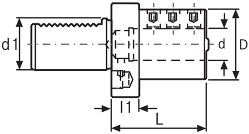 Porte-outils VDI pour Barre d'alésage, forme E2 - cut - schema