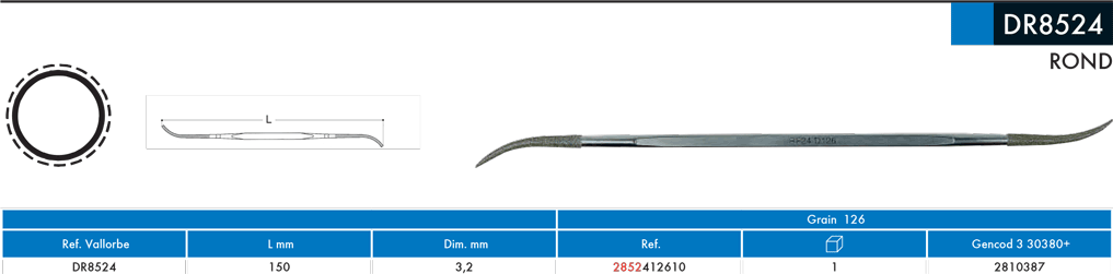 Rifloirs diamantées Ronde DR8524 - cut - schema