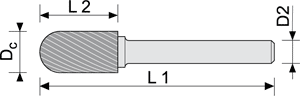 fraise lime Cylindrique bout arrondi. - cut - schema