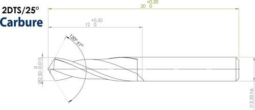 Foret carbre 4081 D. 3,3x16x25 queue 3