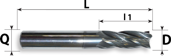 Fraise carbure sans chanfrein 4 dents usinage Inox Titane - cut - schema