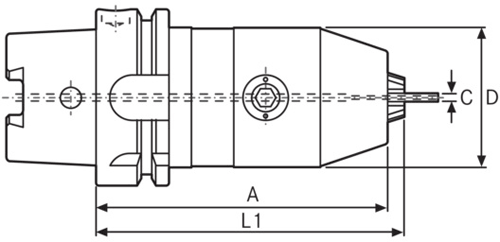 Mandrin porte-foret de précision ATORN HSK-A63 DIN 69893-1 - cut - schema