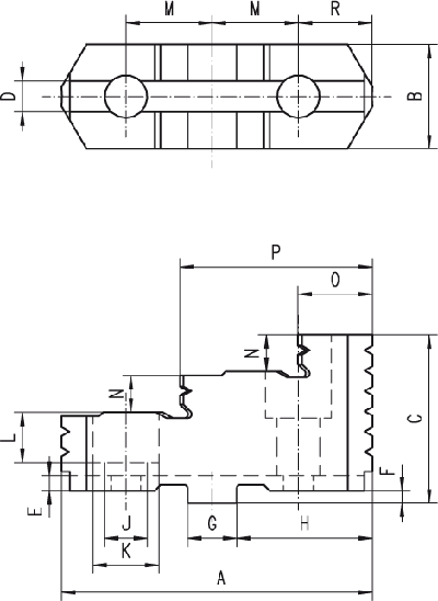 Mors durs rapportés - cut - schema