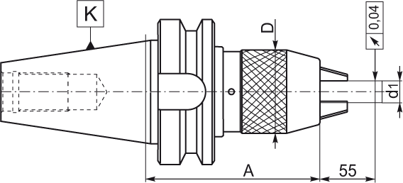 Mandrin de perçage - cut - schema