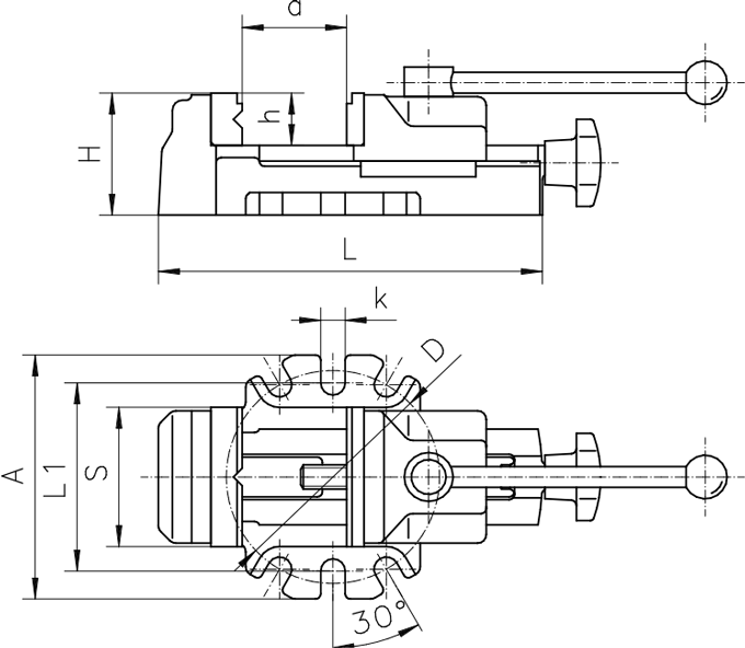 Etaux machine - cut - schema