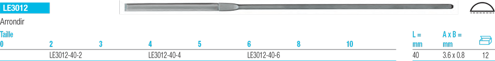 Limes aiguilles Arrondir LE3012 - cut - schema