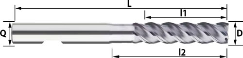 Fraise carbure 4 - 5 dents hélice 40°