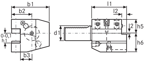 Porte-outils VDI axial, forme C2 côté gauche - cut - schema