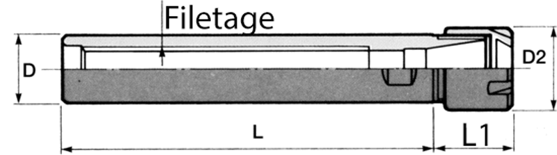 Rallonge mandrin à Pince ER, écrou standard - cut - schema