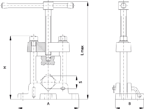 Etau d'établis pour tubes - cut - schema