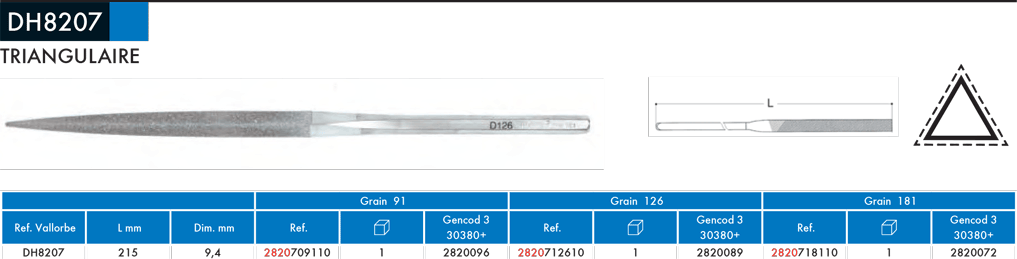 Limes diamantées Triangulaire DH8207 - cut - schema