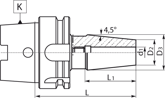 Mandrins de frettage-HSK 63 - cut - schema