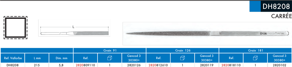 Limes diamantées Carrée DH8208 - cut - schema