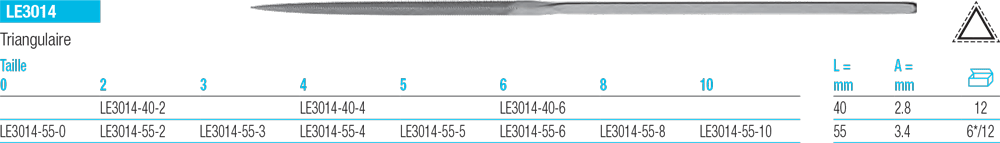 Limes aux échappements triangulaire LE3014 - cut - schema