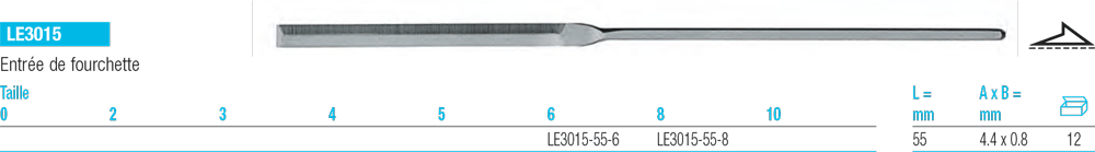 Limes aiguilles Entré de fourchette LE3015 - cut - schema