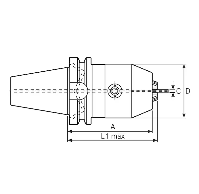 Mandrin de perçage avec trou d'huile - cut - schema