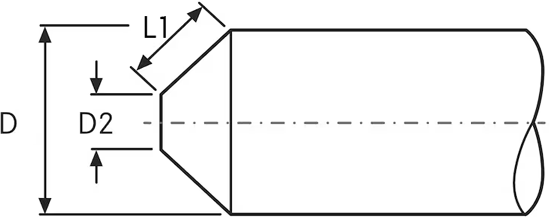 Fraise à chanfreiner en carbure monobloc 90° 5 dents sans pointe - cut - schema