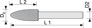 lime rotative carbure Flamme - cut - schema