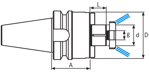 Mandrin Porte fraise à emboitement combiné avec trou d'huile - cut - schema