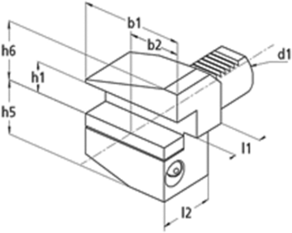 Porte-outils VDI radiaux courts, B1 à droite - cut - schema