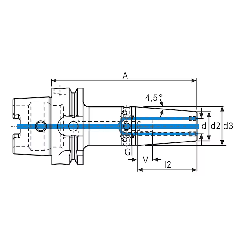 Mandrin de frettage 4,5° Série Longue - cut - schema