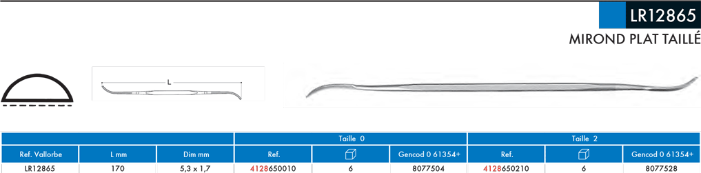 Rifloirs Mironde plat taillé LR12865 - cut - schema