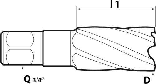 Fraise à carotter HSS L. 50 mm - cut - schema
