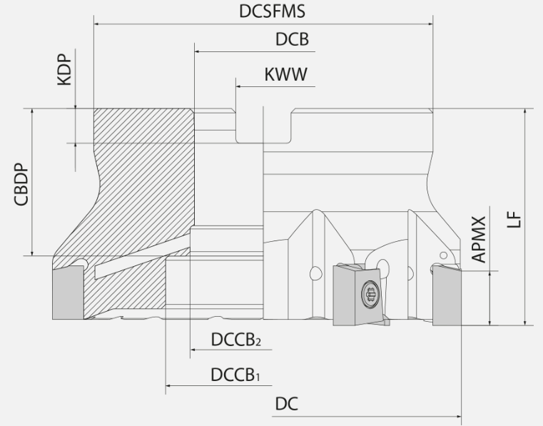 Porte-outils MA90 D. 100 et 125 LOGU12 - cut - schema