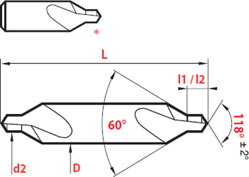 Forets à centrer carbure forme A + Hard'X - cut - schema